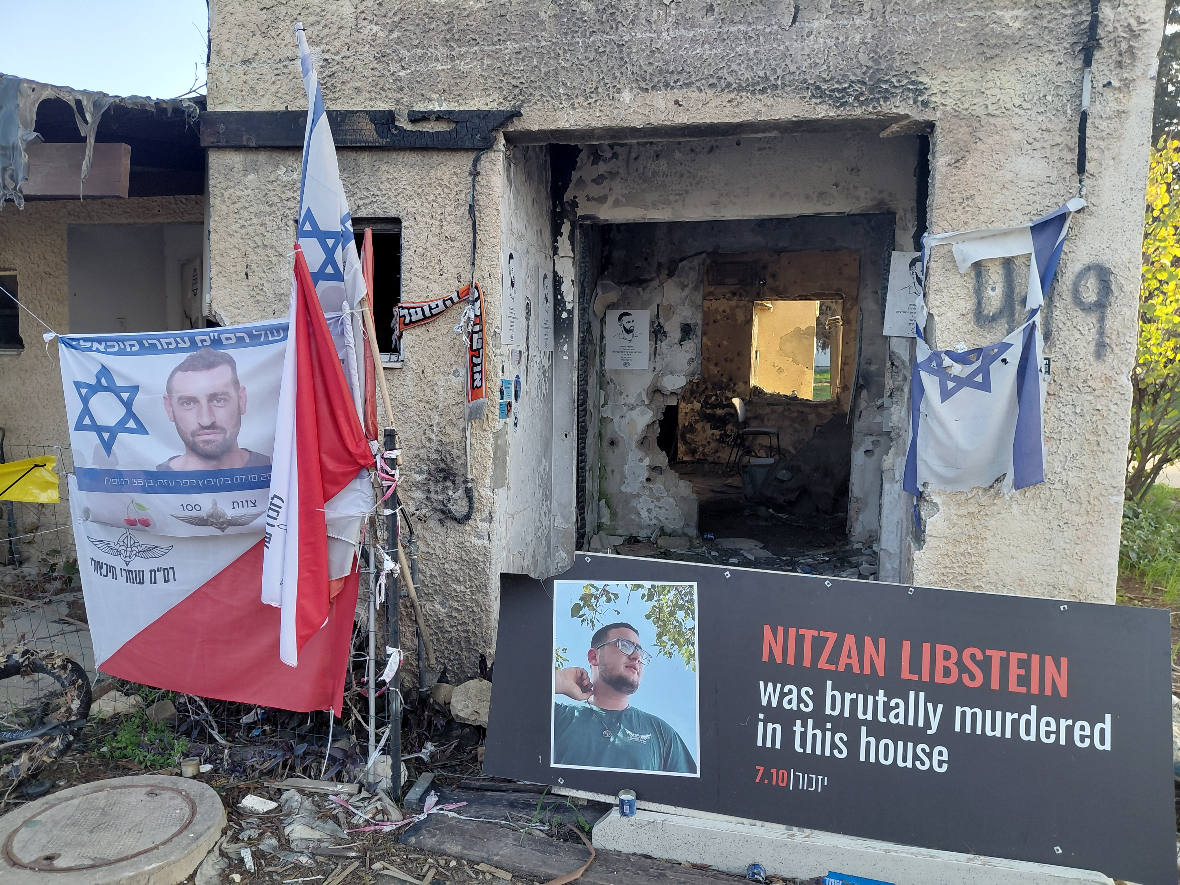 In Kfar Aza where the brutal massacre occurred on Oct. 7, 2023.