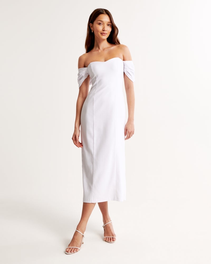 Abercrombie & Fitch Clean Off-The-Shoulder Midi Dress