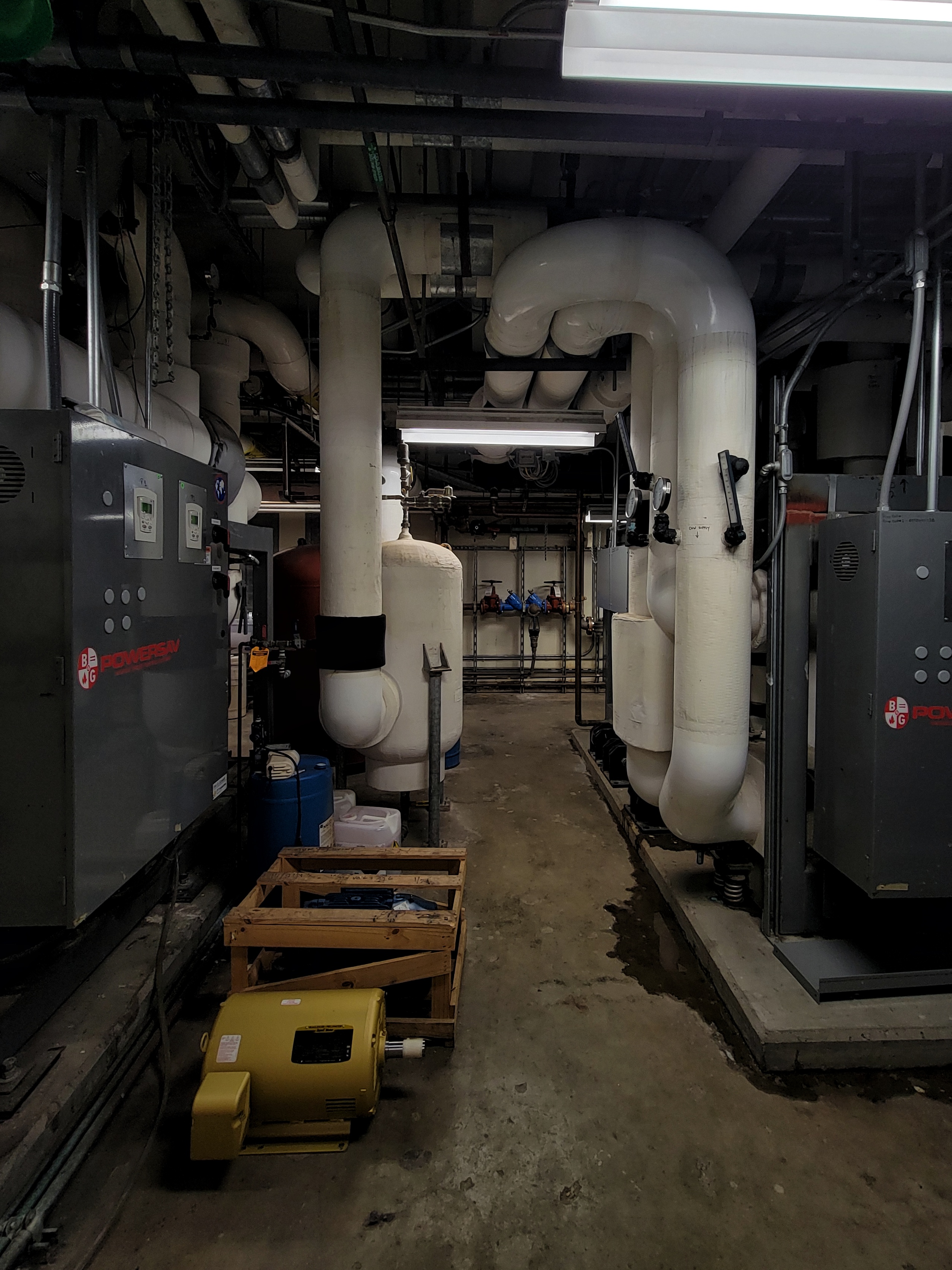 hallway filled with machines
