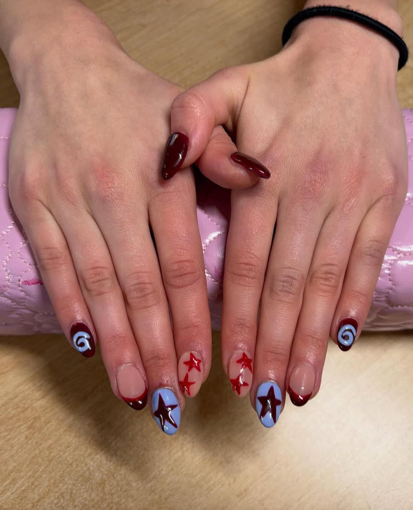 close up of nails with colours