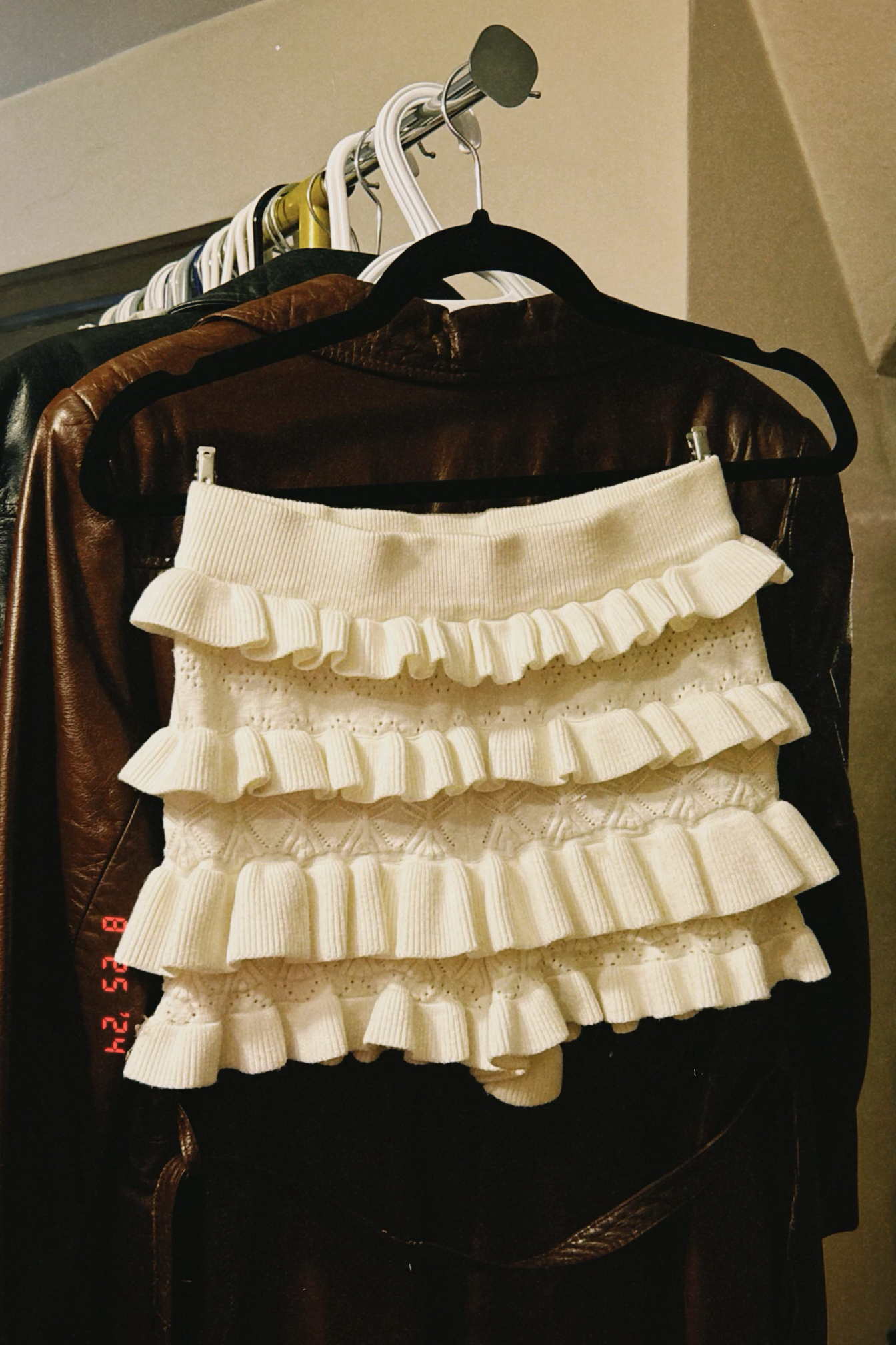 white knit-shorts with ruffles
