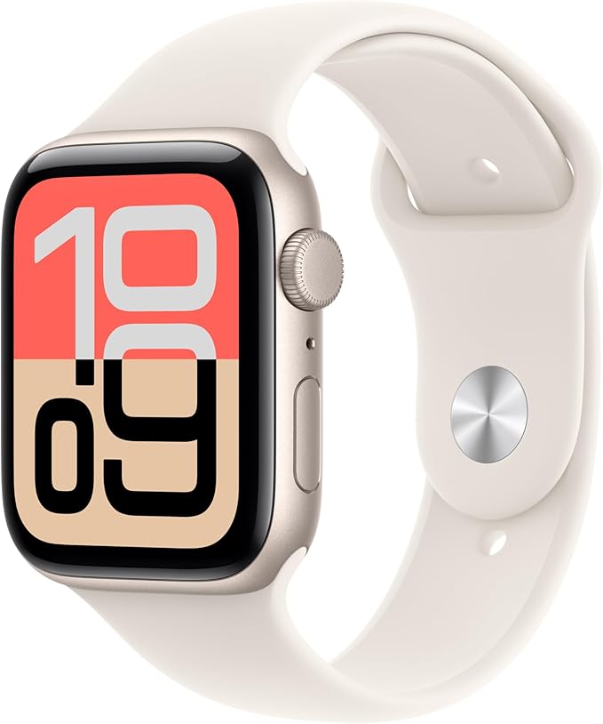 pink banded apple watch that reads 10:09