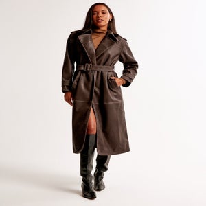 abercrombie & fitch vol.28 vegan leather trench coat