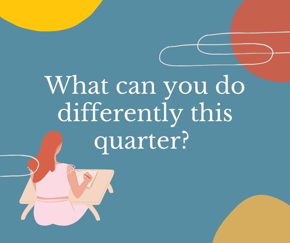 graphic with a sentence and an illustration of a seated woman