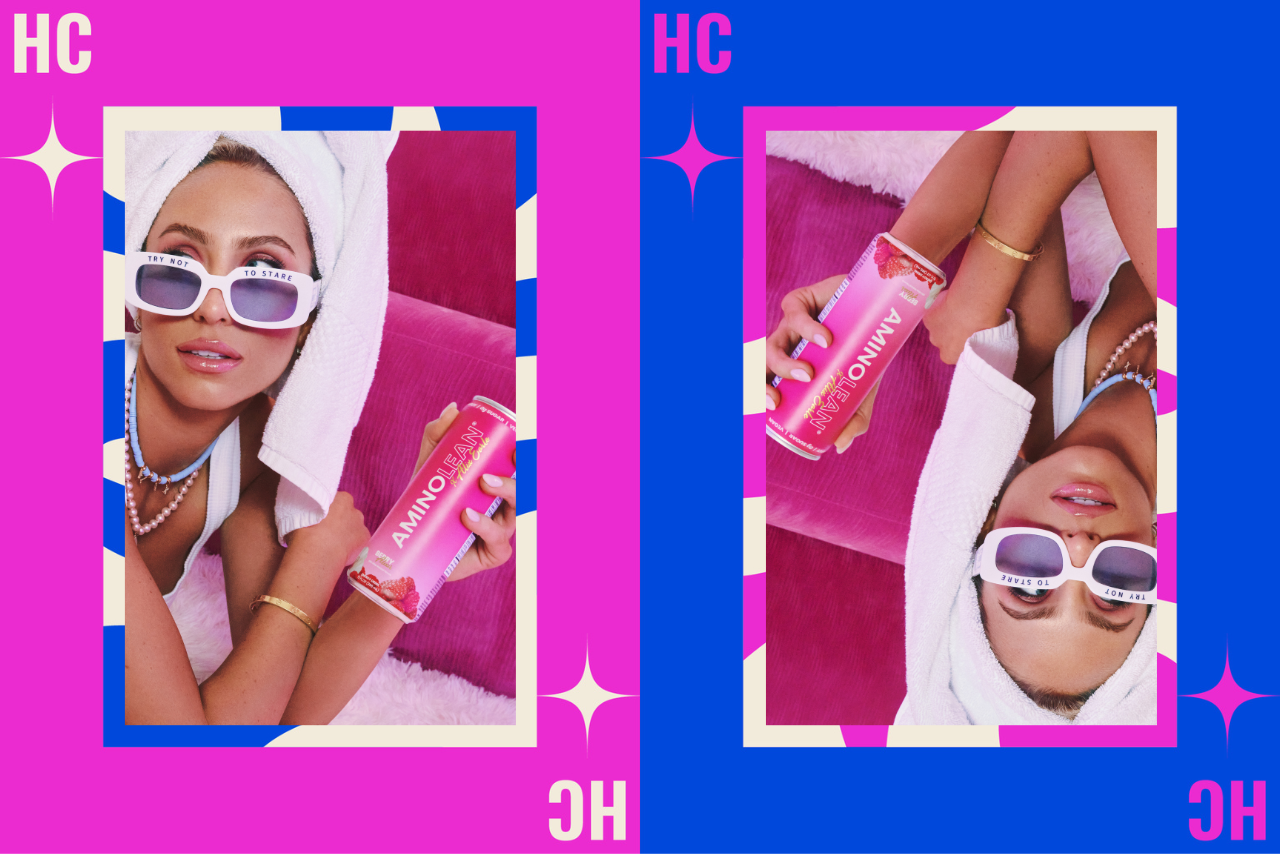 Alix Earle poses with her AminoLean Collab, The Berry ALIXIR