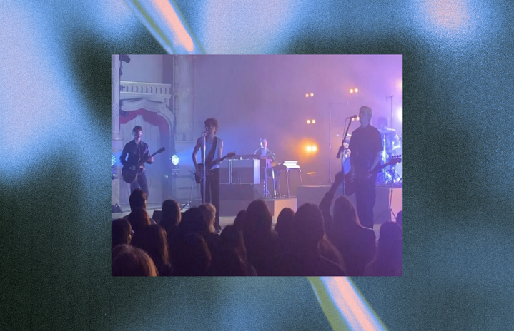 inhaler band performing on an aura background