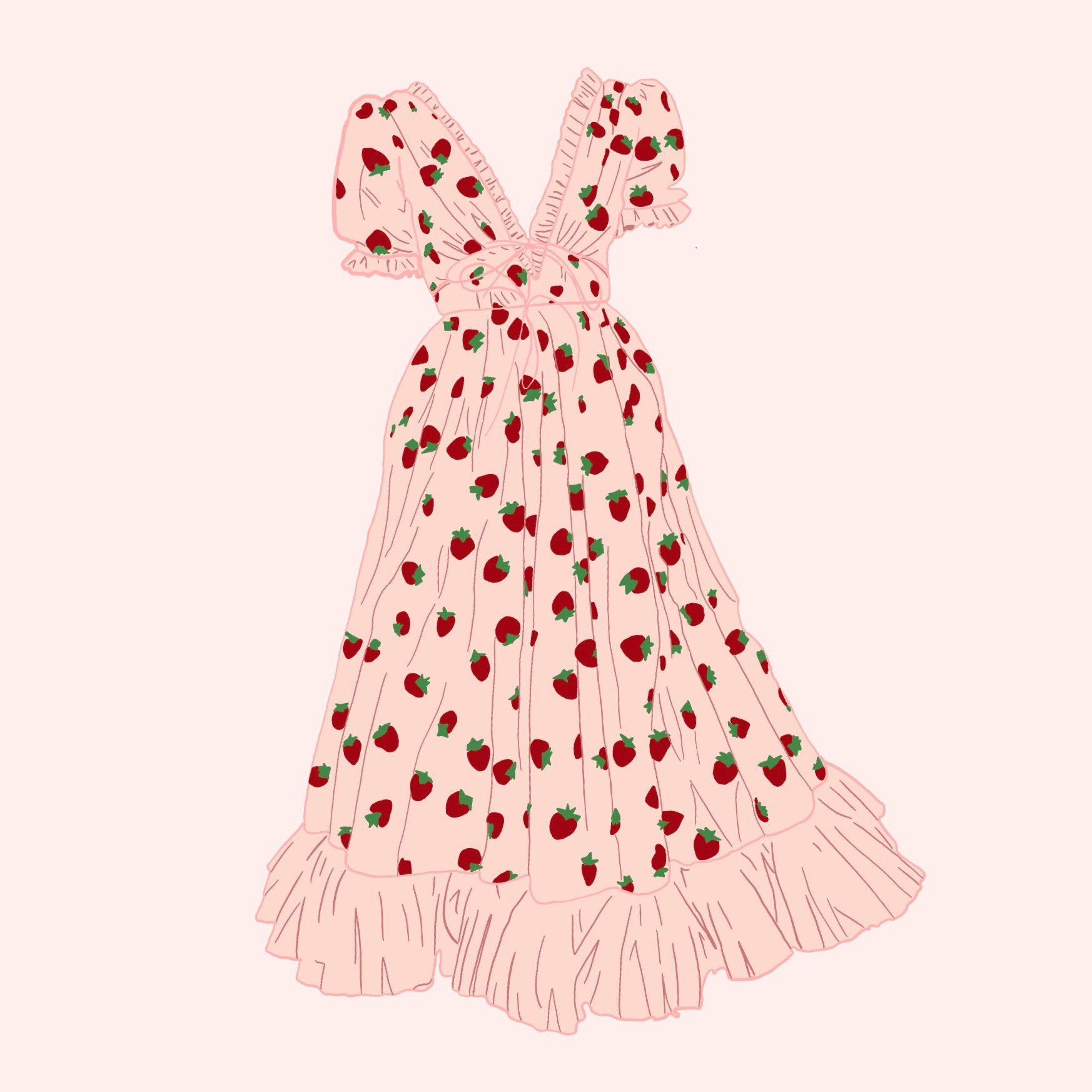 This image is a drawing of the Strawberry Dress from the designer Lirika Matoshi. I drew this image myself.