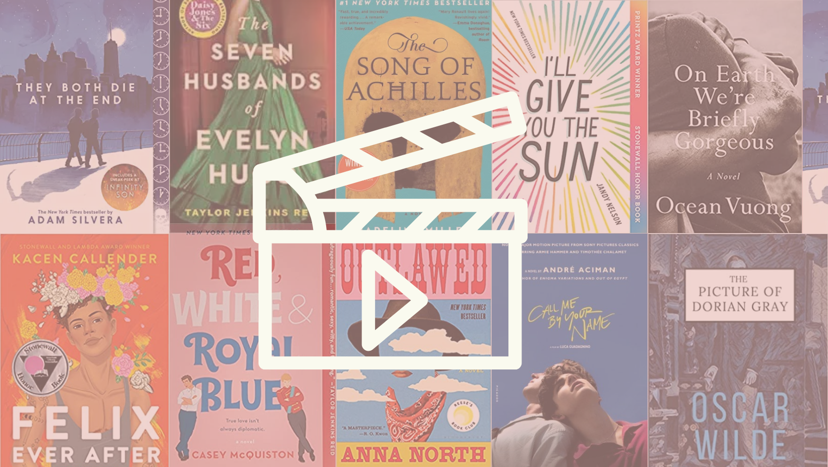 Book covers with the shape of a slate over them.