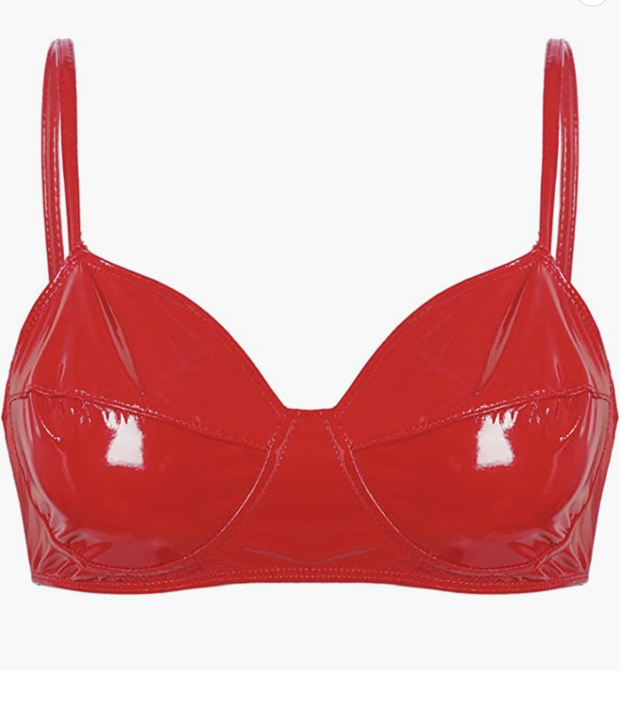red latex bra