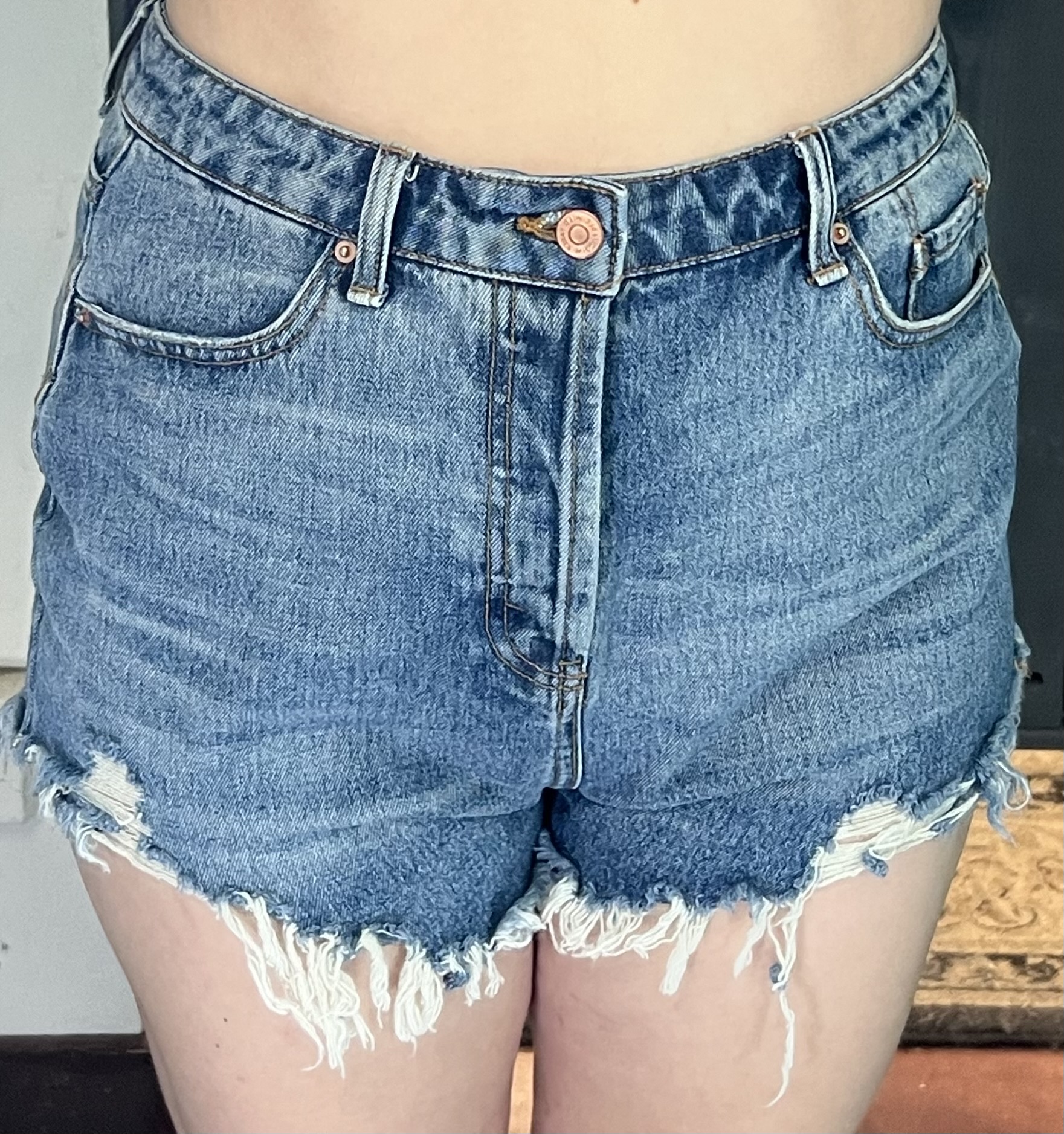 Me wearing denim shorts