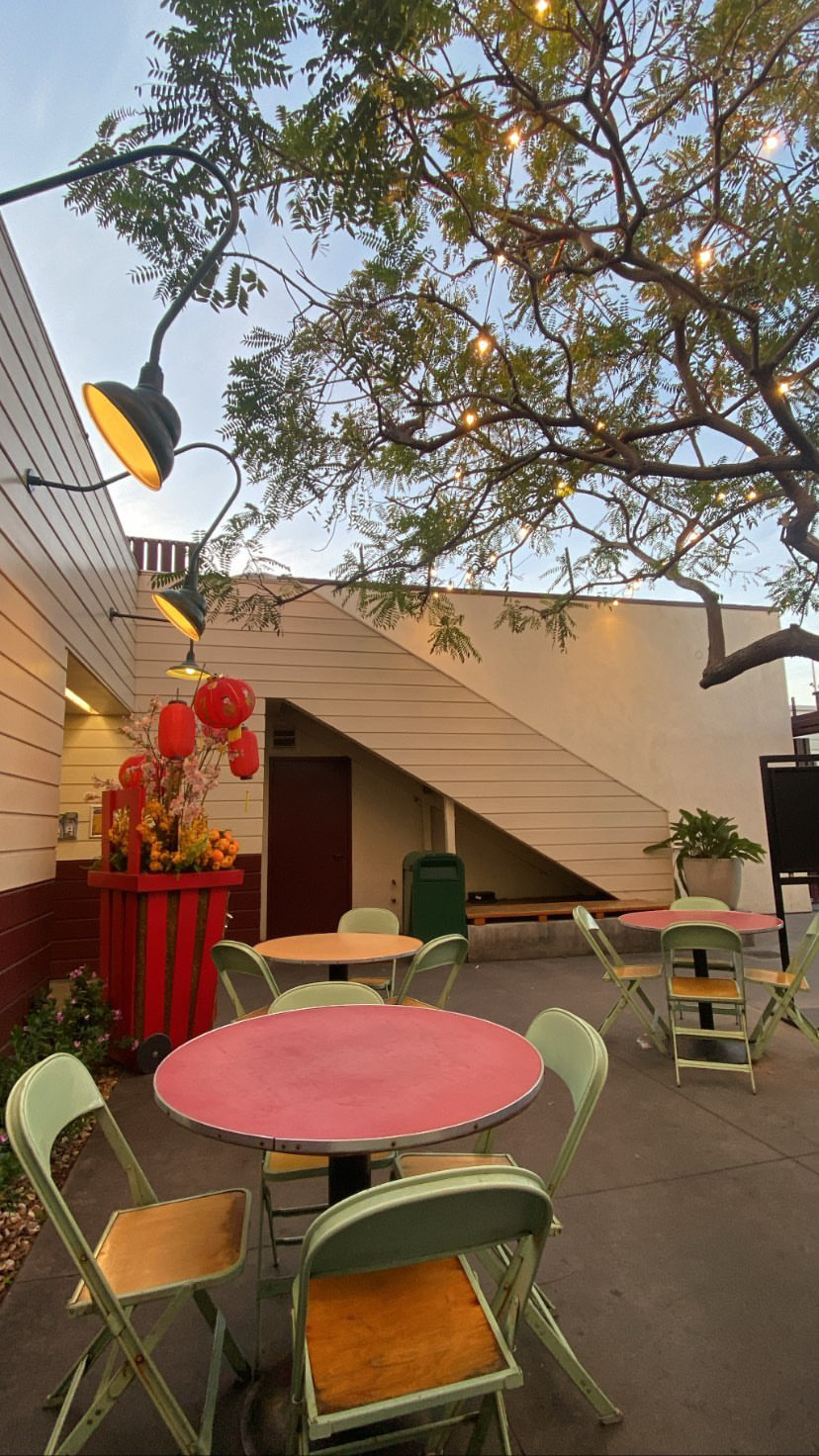 Farmers Market sitting area at The Grove in Los Angeles, CA.