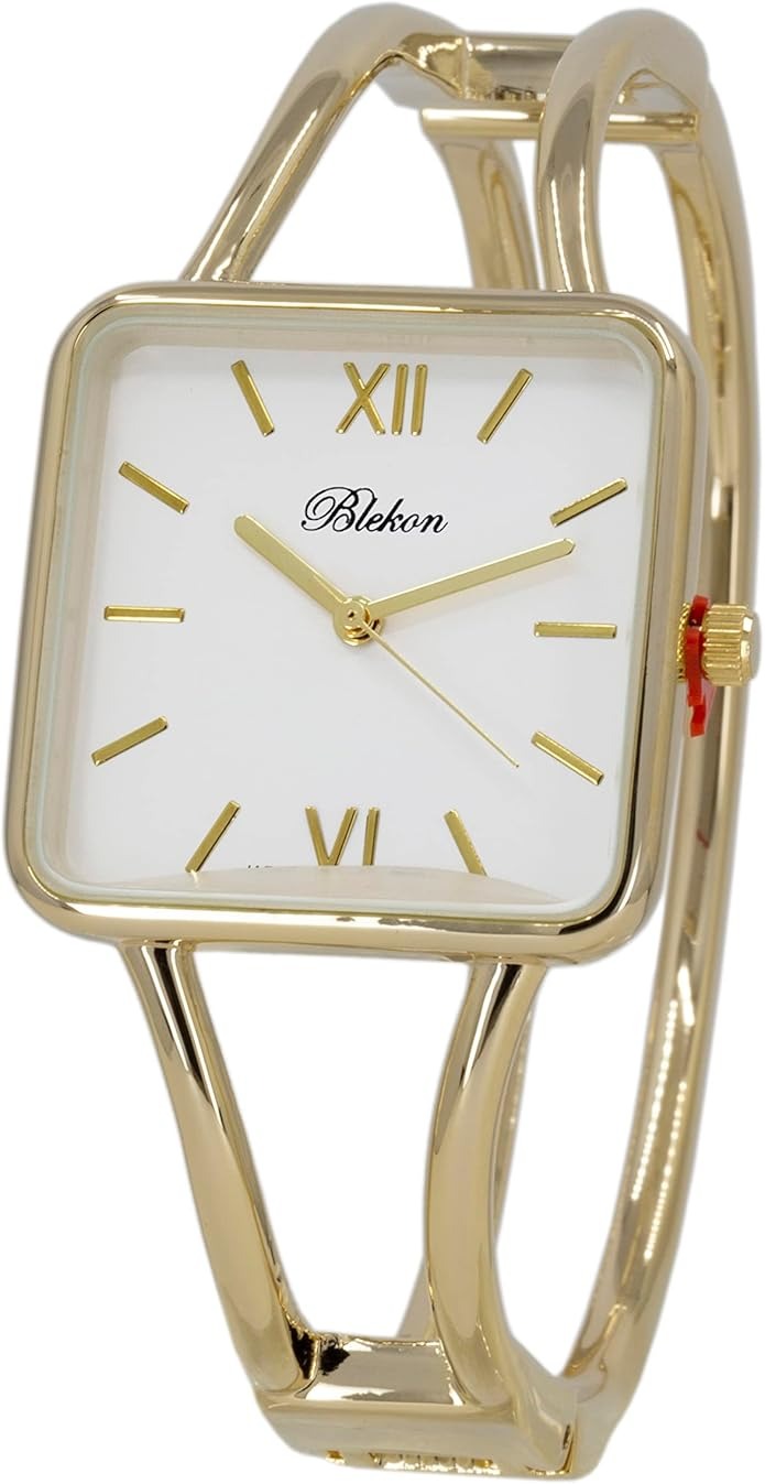 Blekon Collections Women’s Square Elegant Metal Cuff Bangle Watch