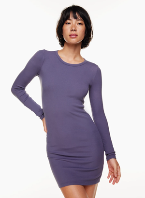 purple long sleeve bodycon dress spring outfits