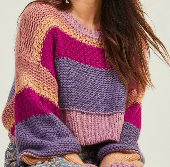 purple and pink sweater