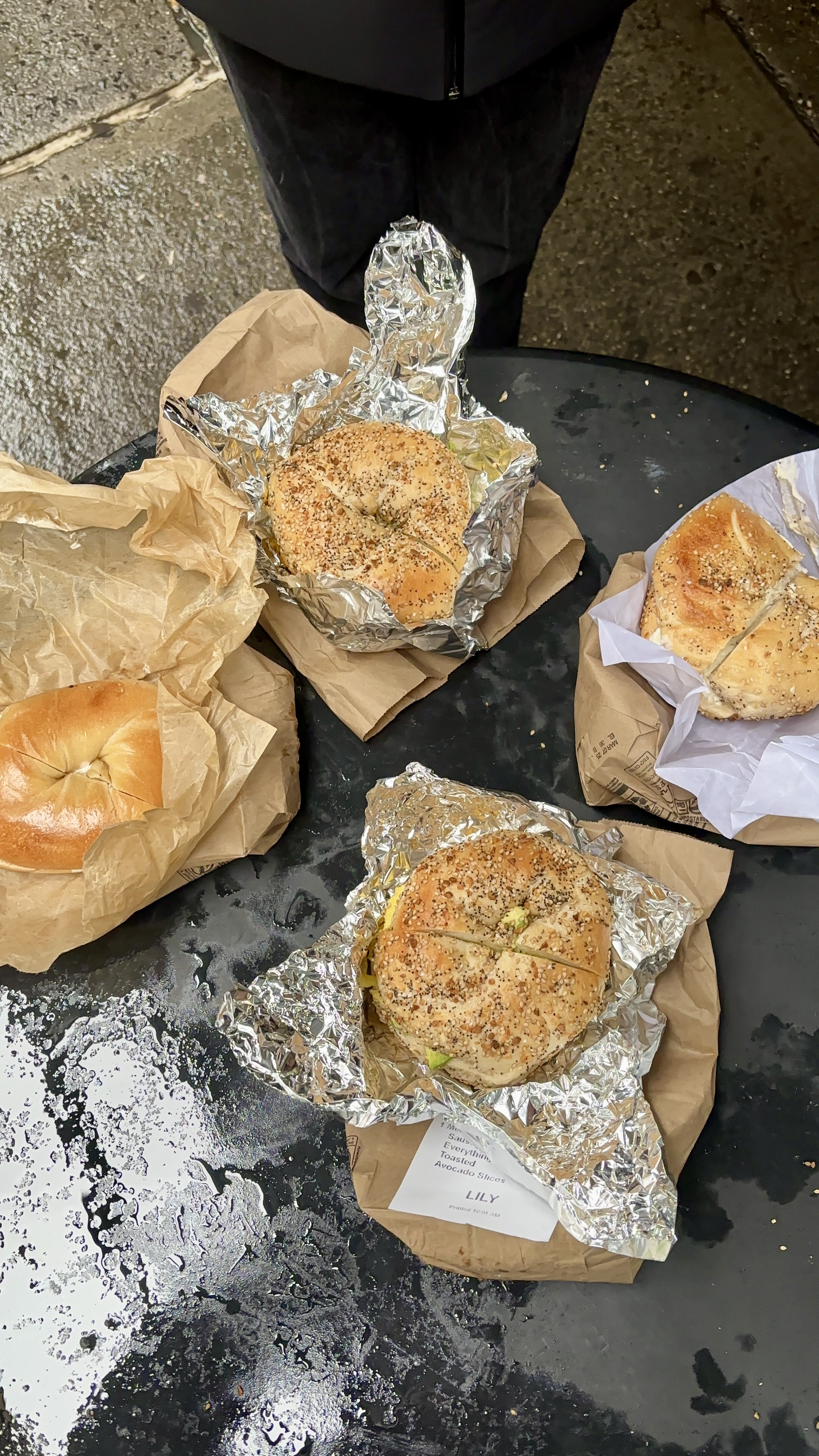 Liberty Bagels on a table