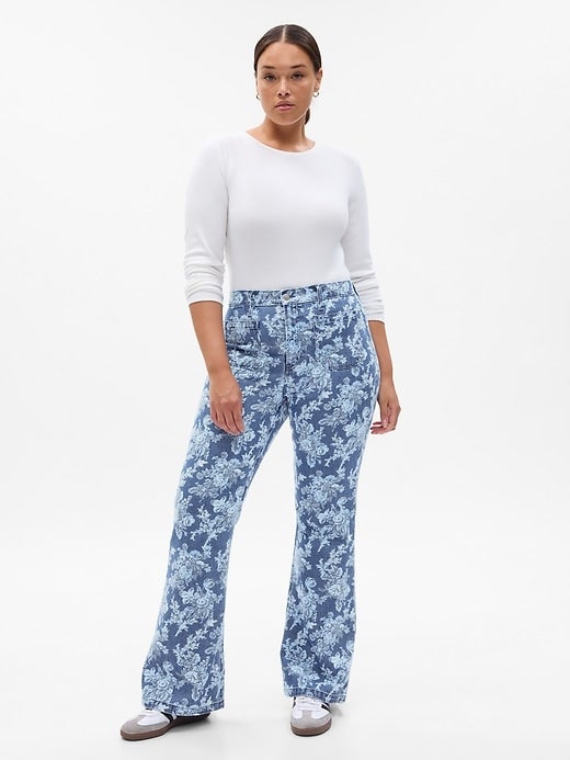 Gap x LoveShackFancy High Rise Floral \'70s Flare Jeans