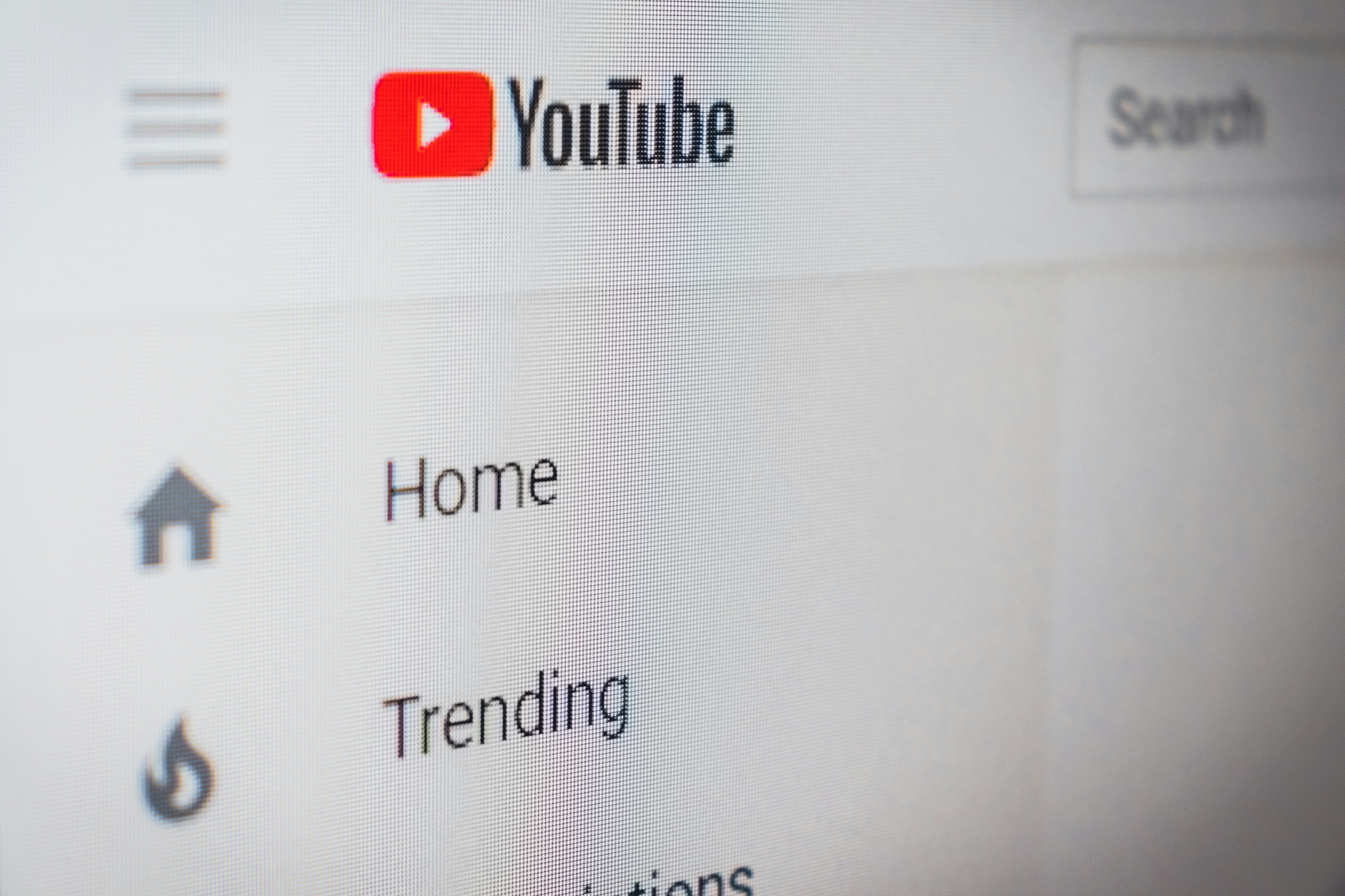 youtube homepage on screen