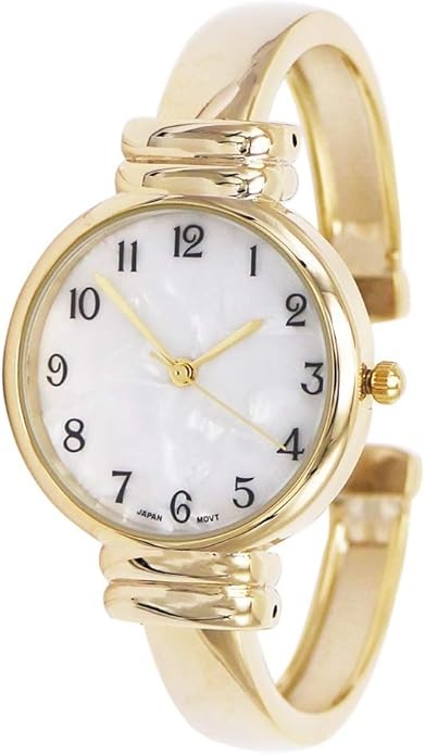 Rosemarie Collections Women’s Mother of Pearl Metal Cuff Watch