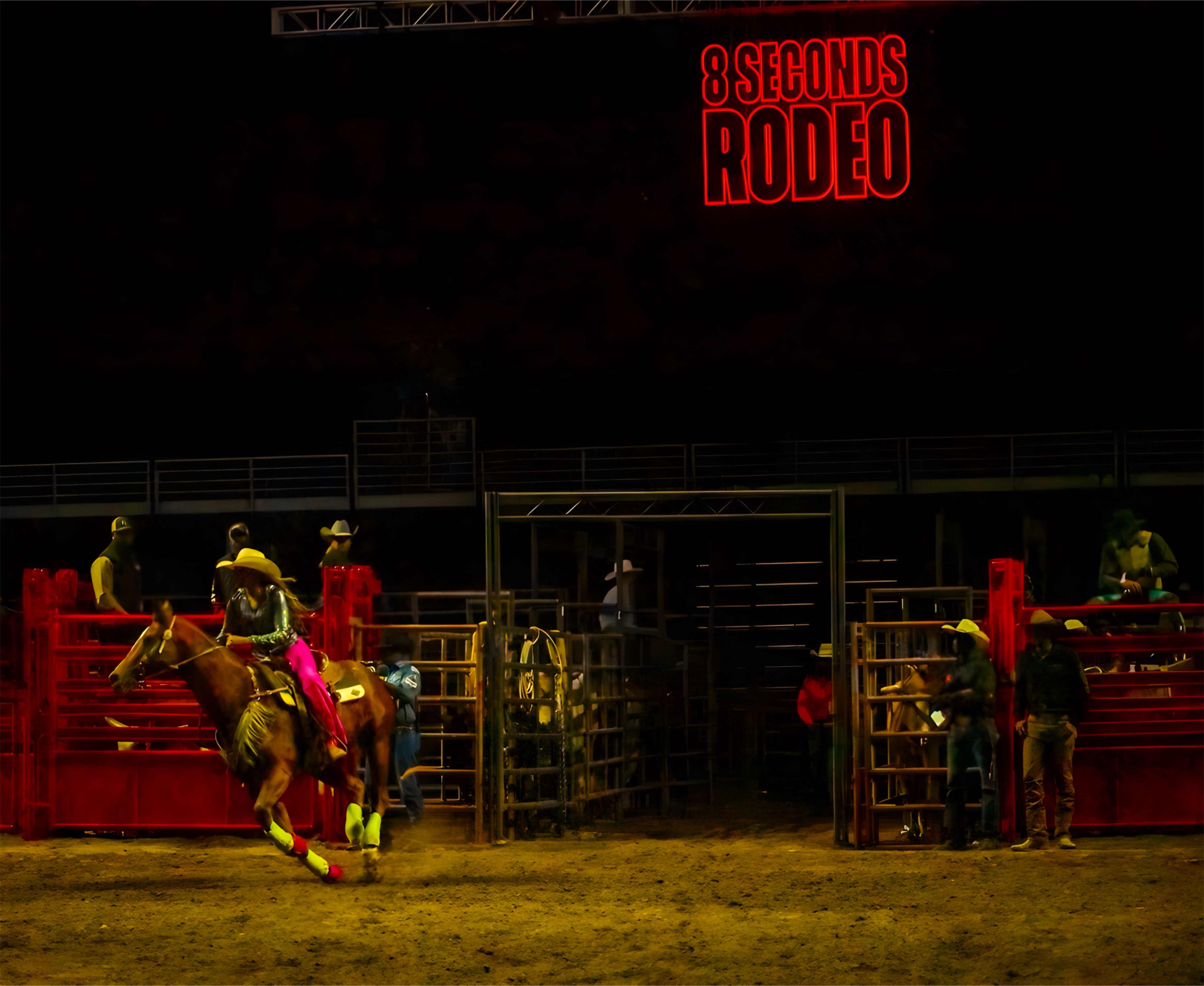 Cowgirl in the. barrel racing event