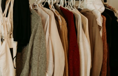 Clothes hanging on a rack