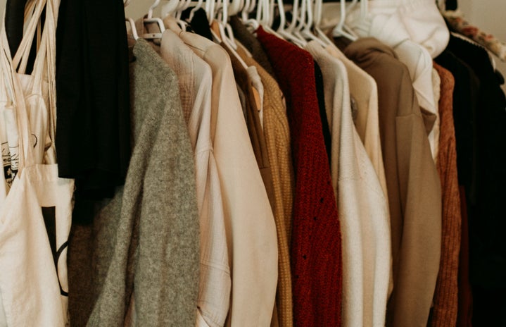 Clothes hanging on a rack