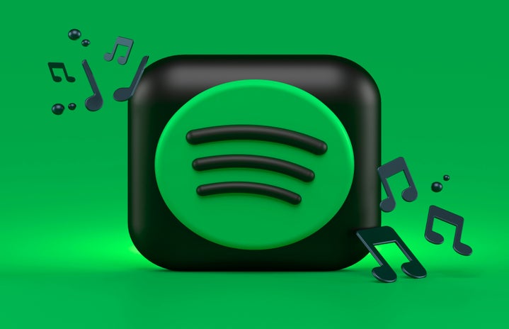 Green and black spotify logo with music notes