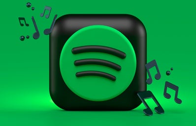 Green and black spotify logo with music notes