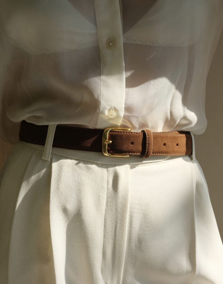 Aureum Chocolate Suede and Gold Belt