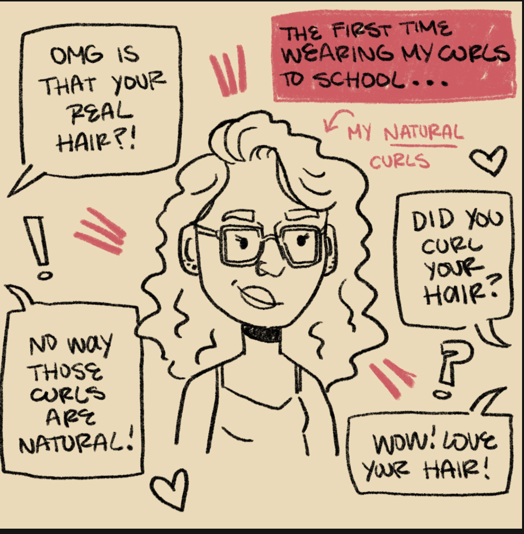 Drawings about my curly hair journey.