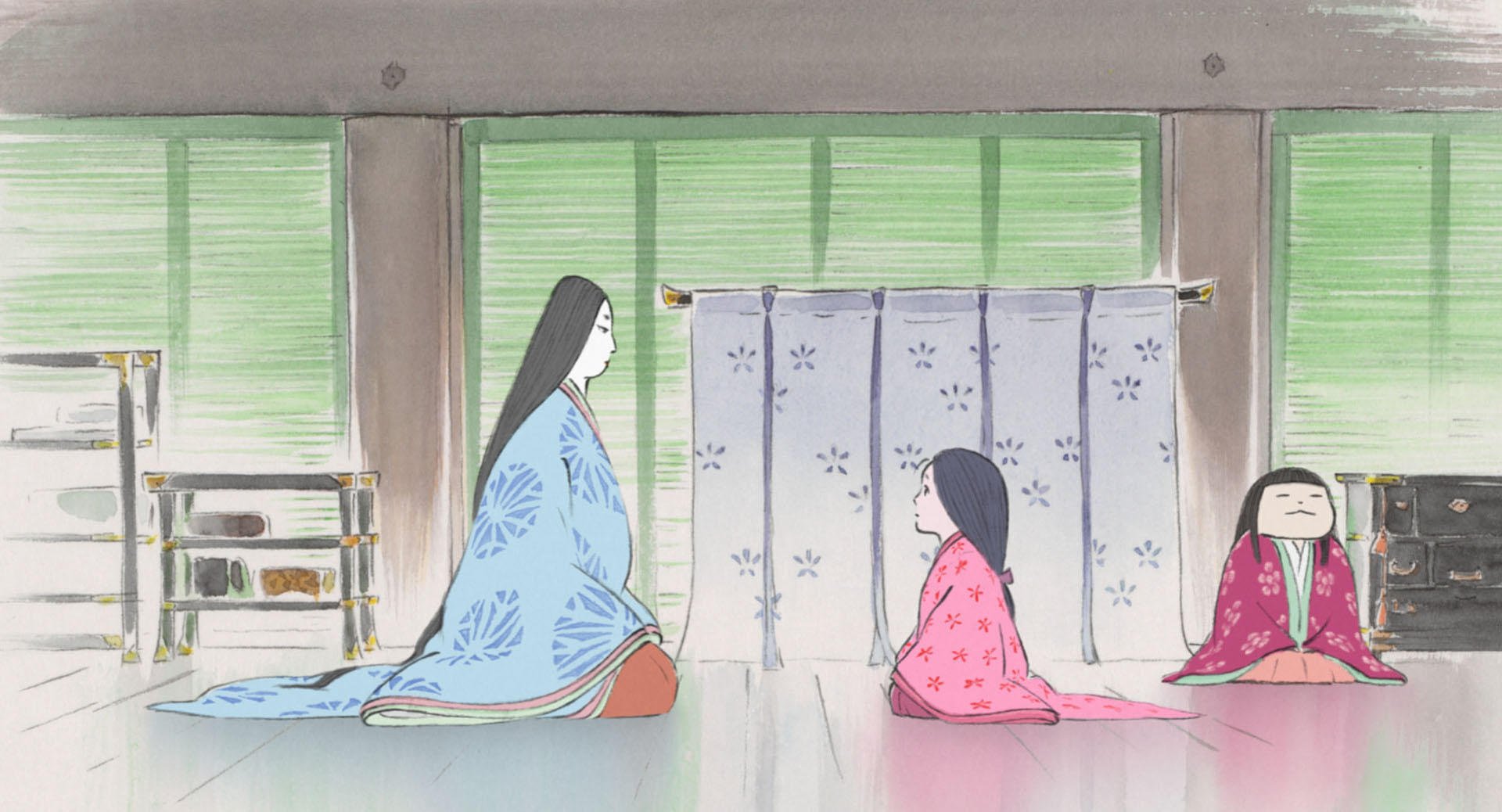A woman and a girl sitting in a hall
