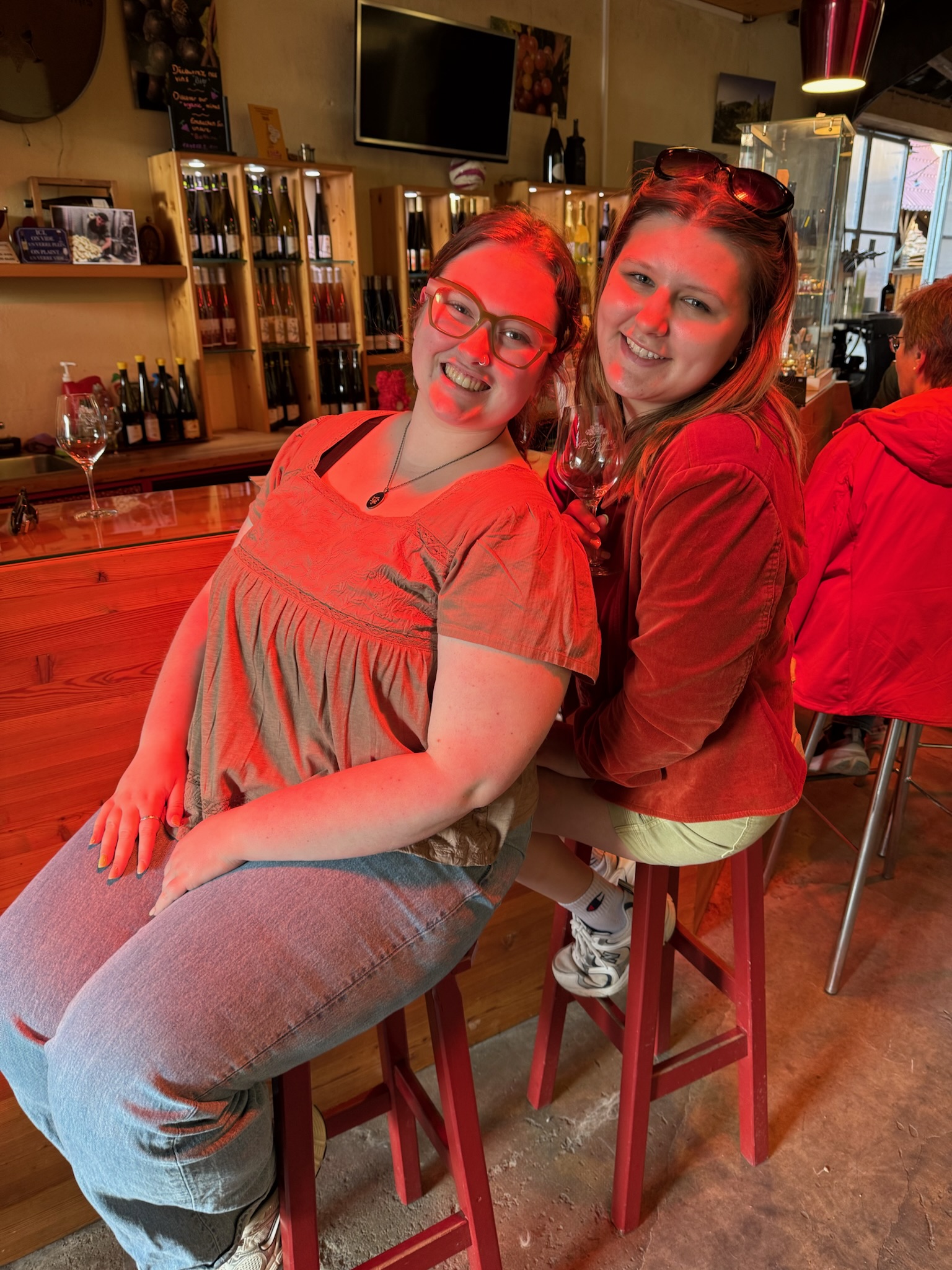 A photo of me and my roommate at a Winery