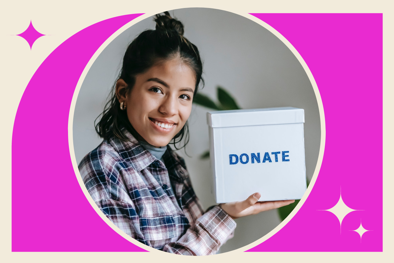 woman holding donation box