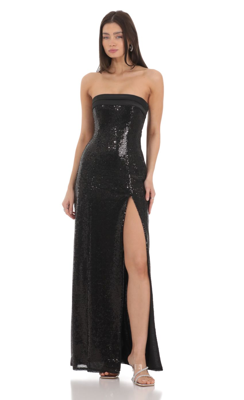 lucy in the sky black sequin gown