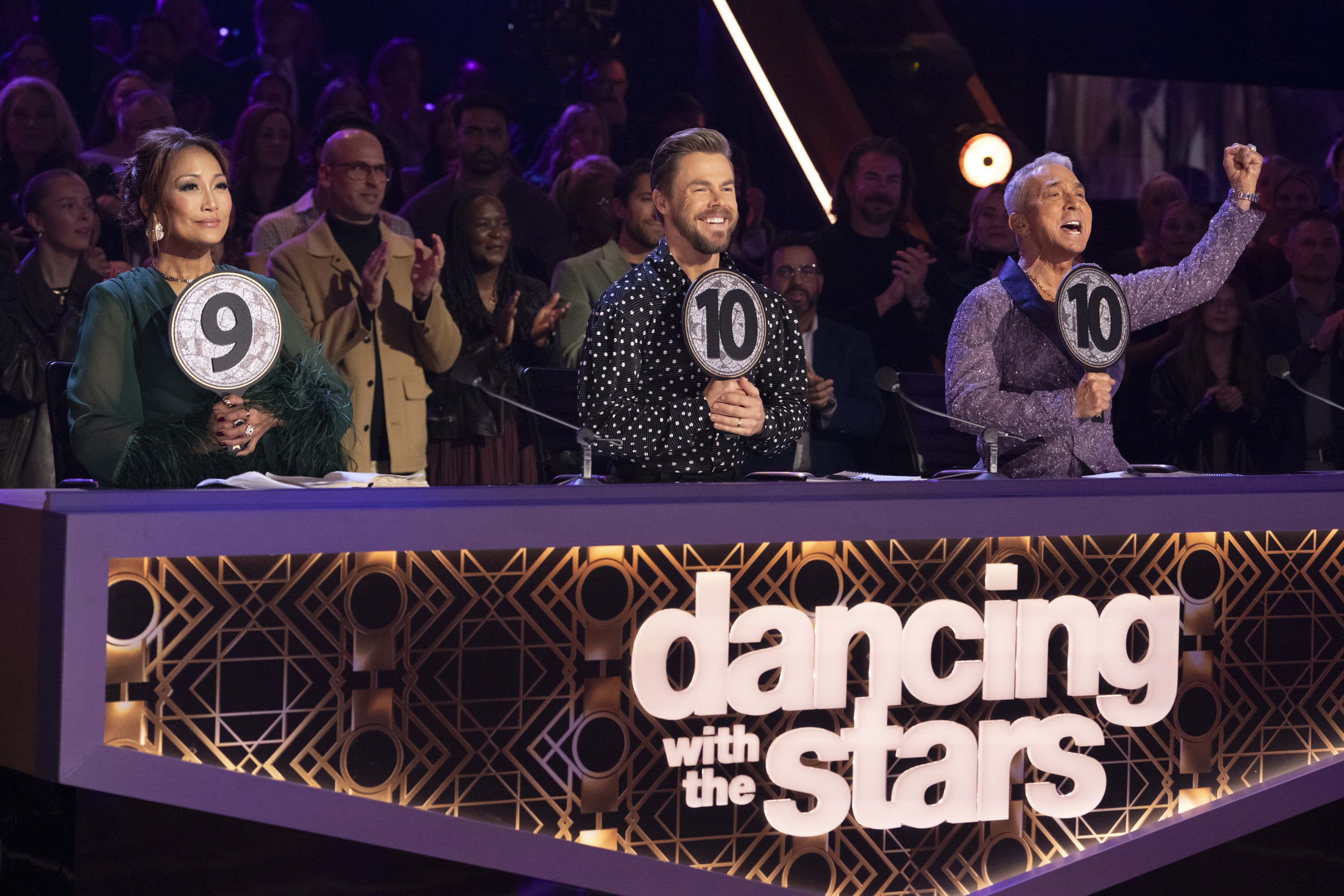 Dancing with the Stars judges holding their scores