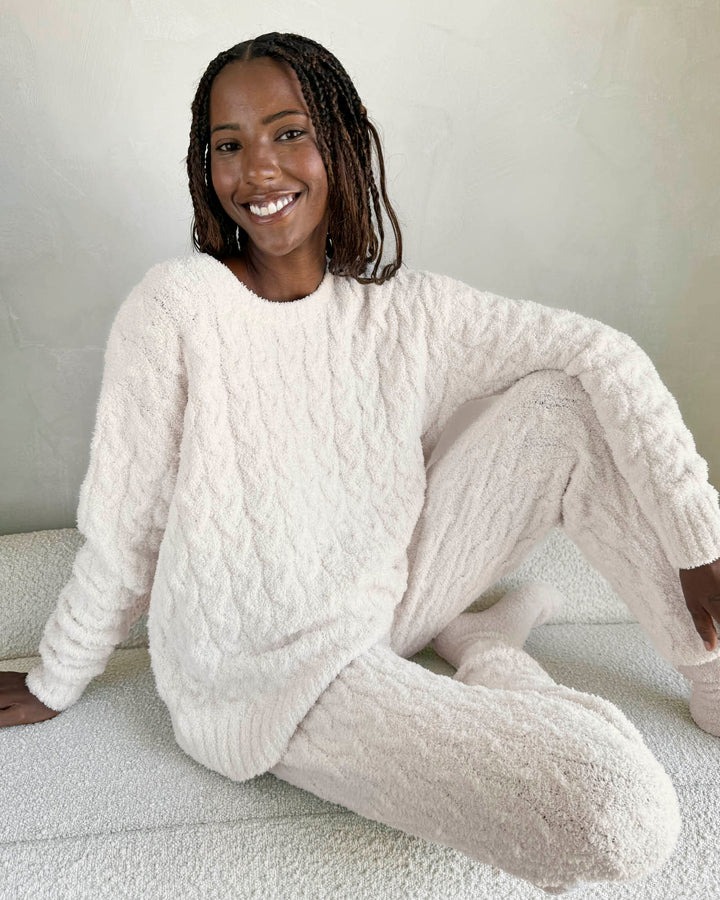 Splendid Ivory Cable Knit Sweater PJ Set