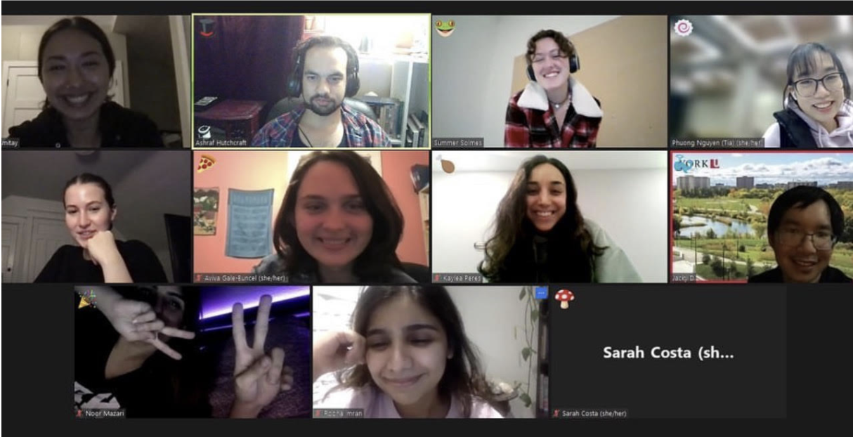 A screenshot of a Zoom call with a variety of people