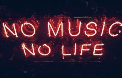 music, neon sign