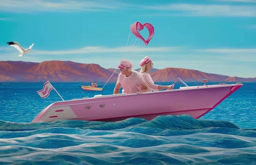 barbie and ken in the boat in \'barbie\'
