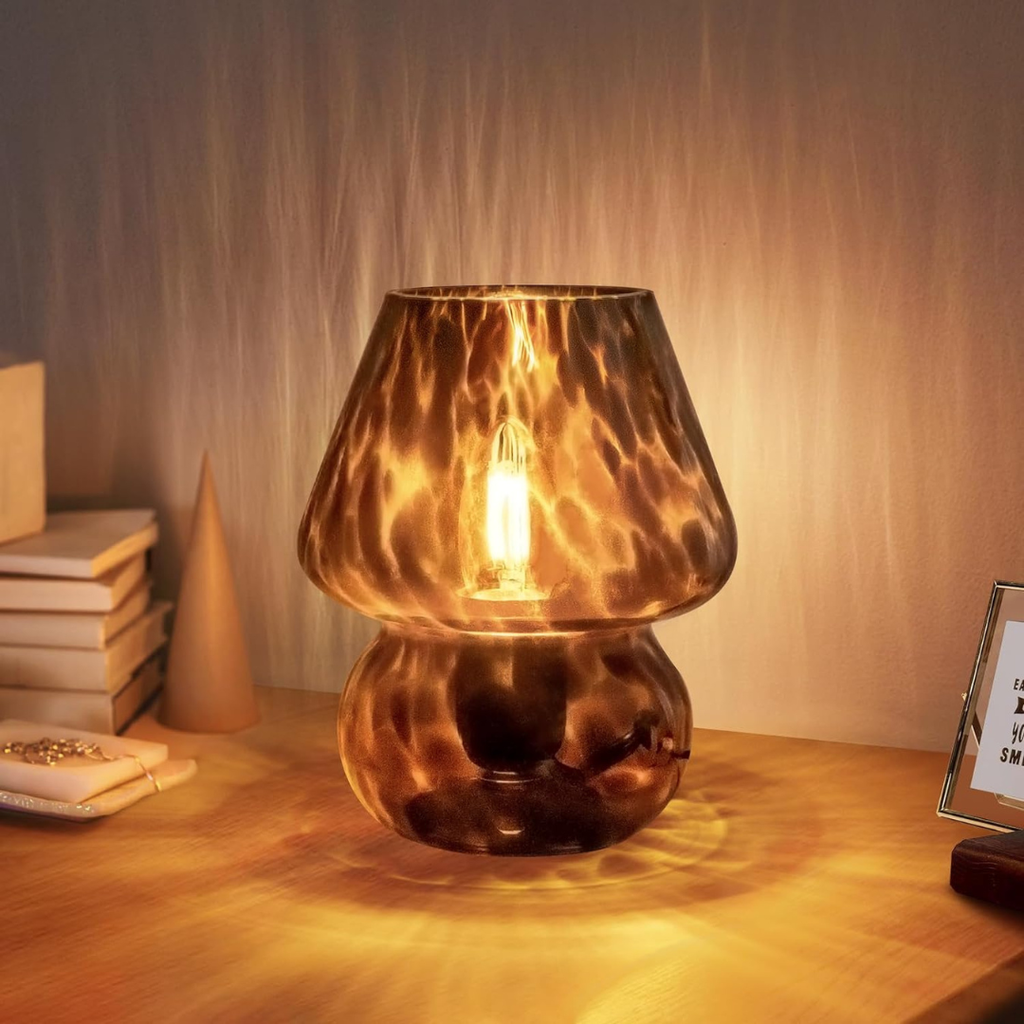 tortoise-shell glass mushroom lamp