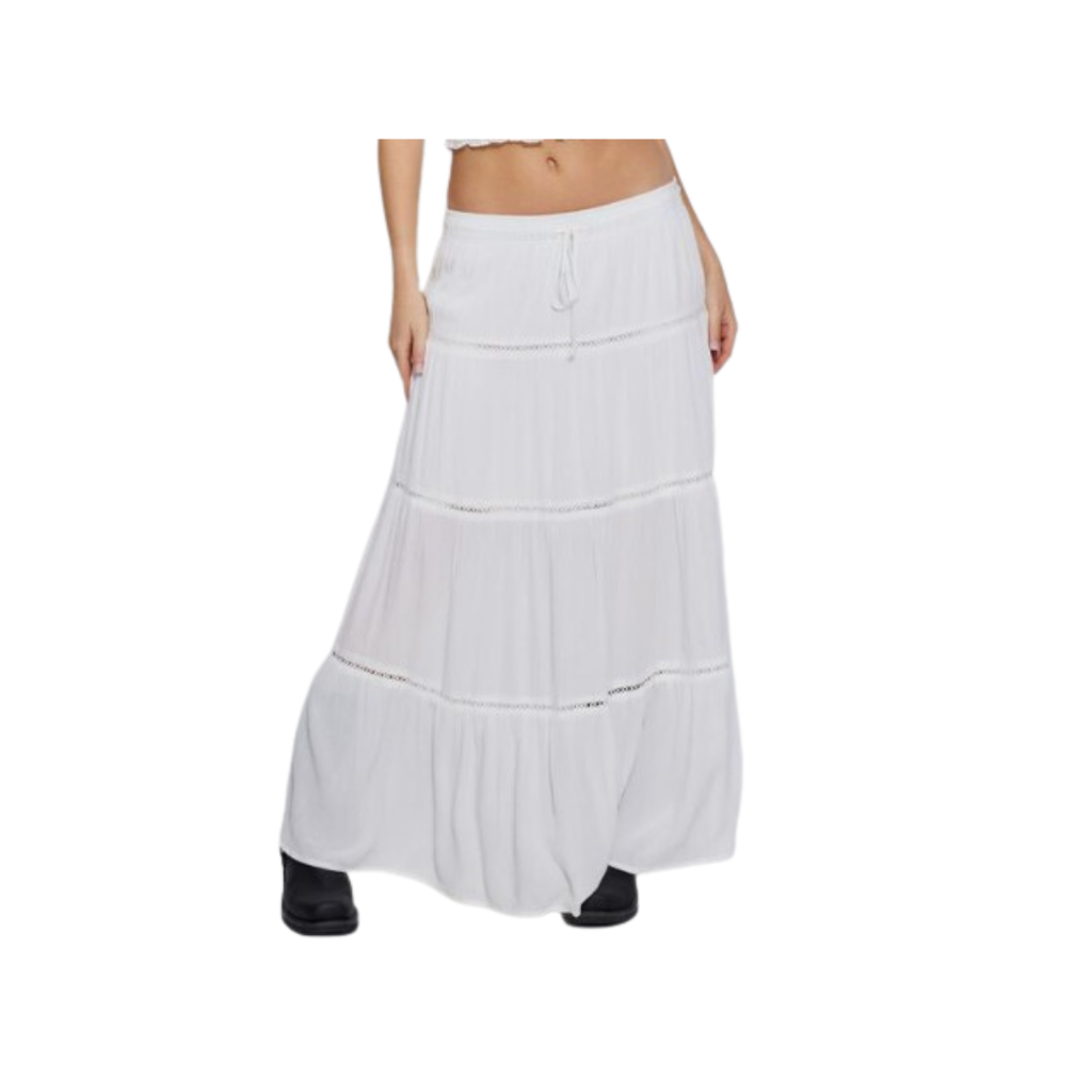 white tiered maxi skirt