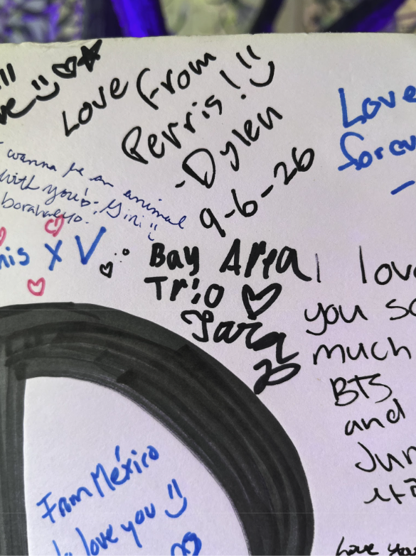 Picture of poster with signatures on it