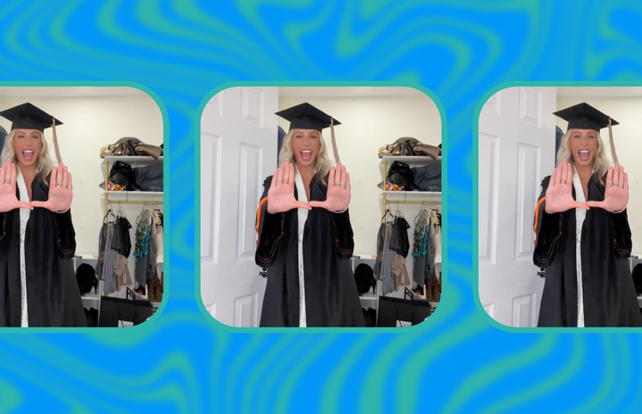 Alix Earle in a graduation cap and gown.