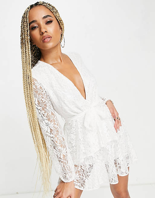 asos john zack white lace dress