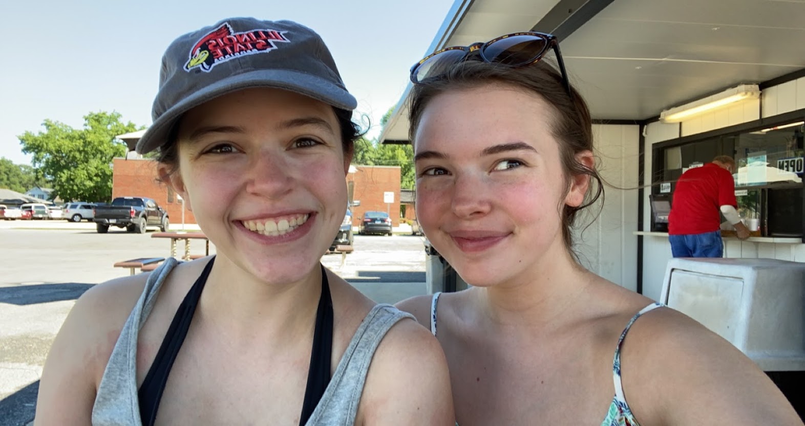 two sisters taking a selfie