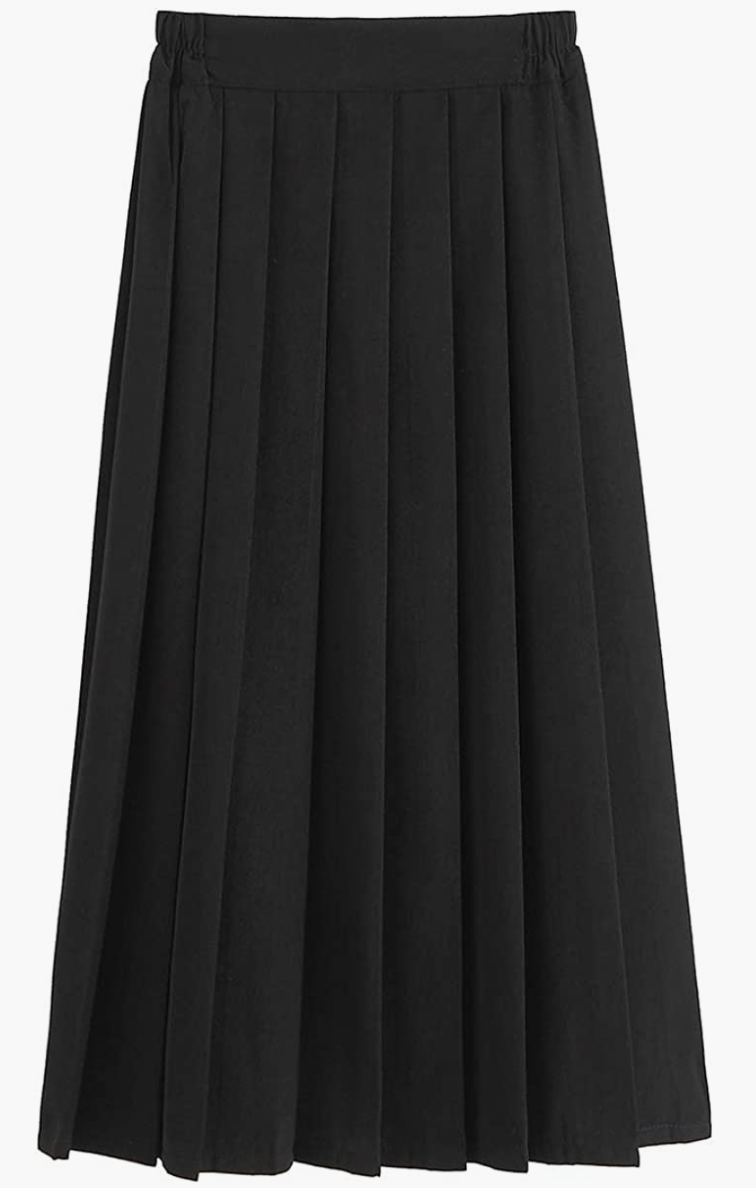 long pleated skirt