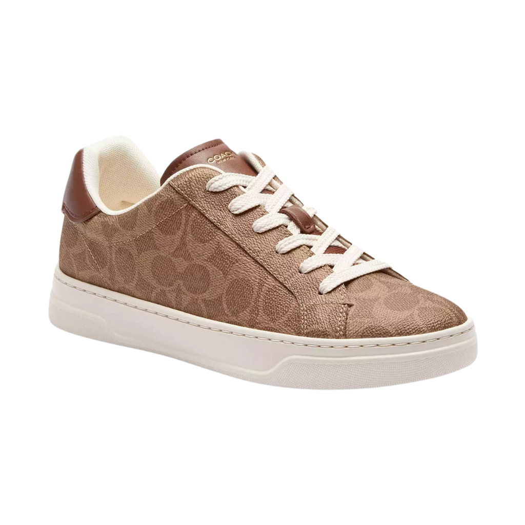 tan leather sneakers with C brand logo