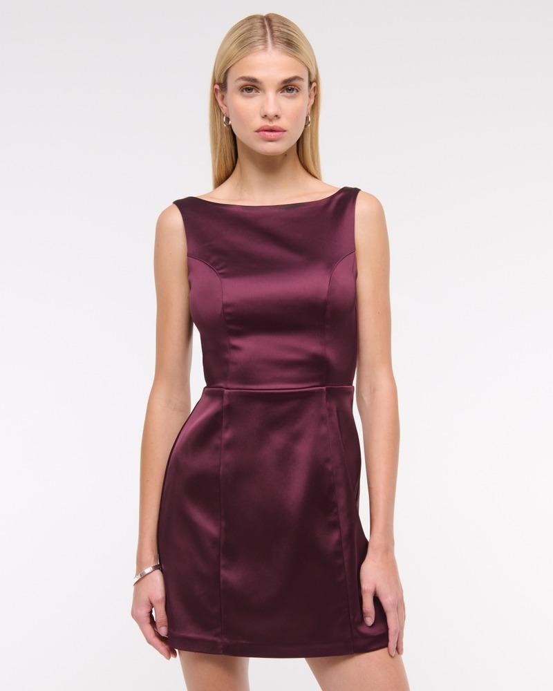 Abercrombie & Fitch High-Neck Satin Sculpt Mini Dress