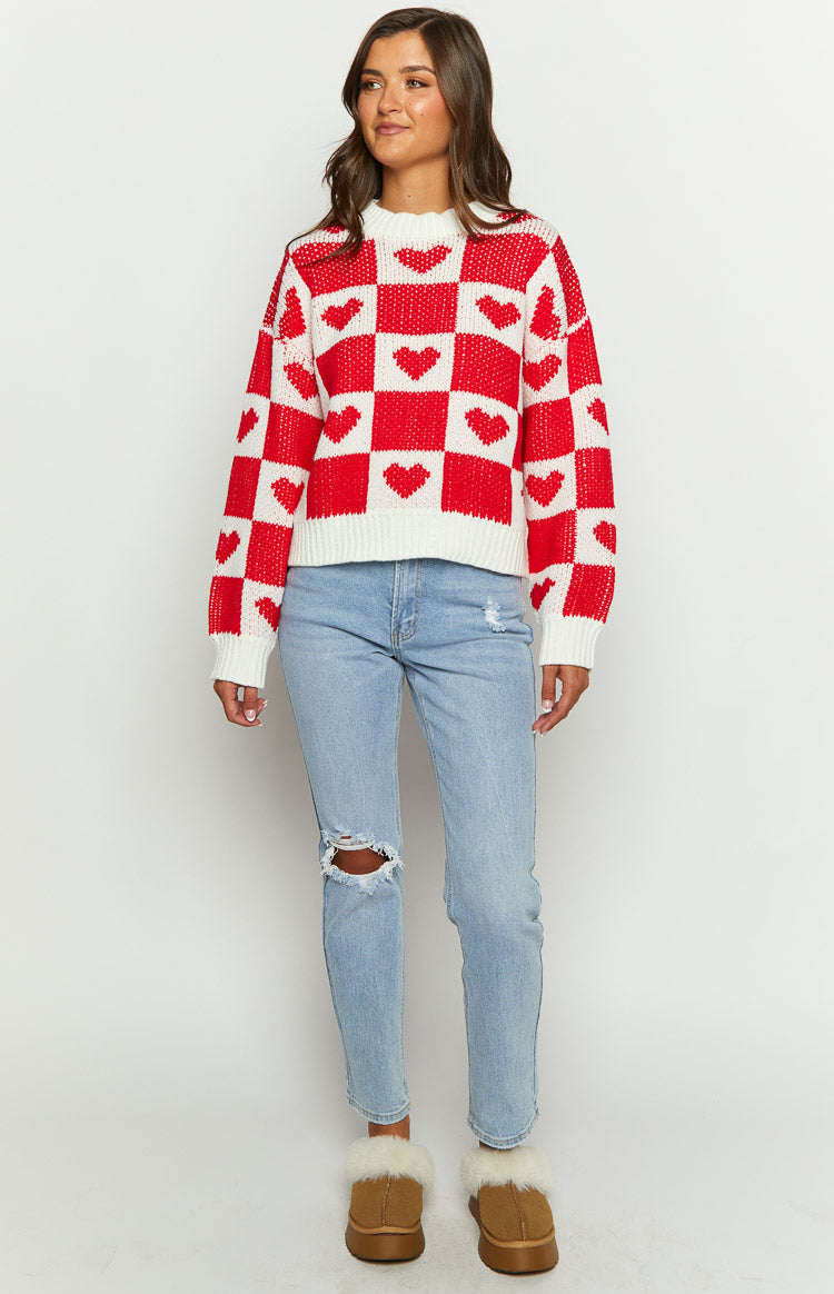 Beginning Boutique Red Heart Patchwork Jumper