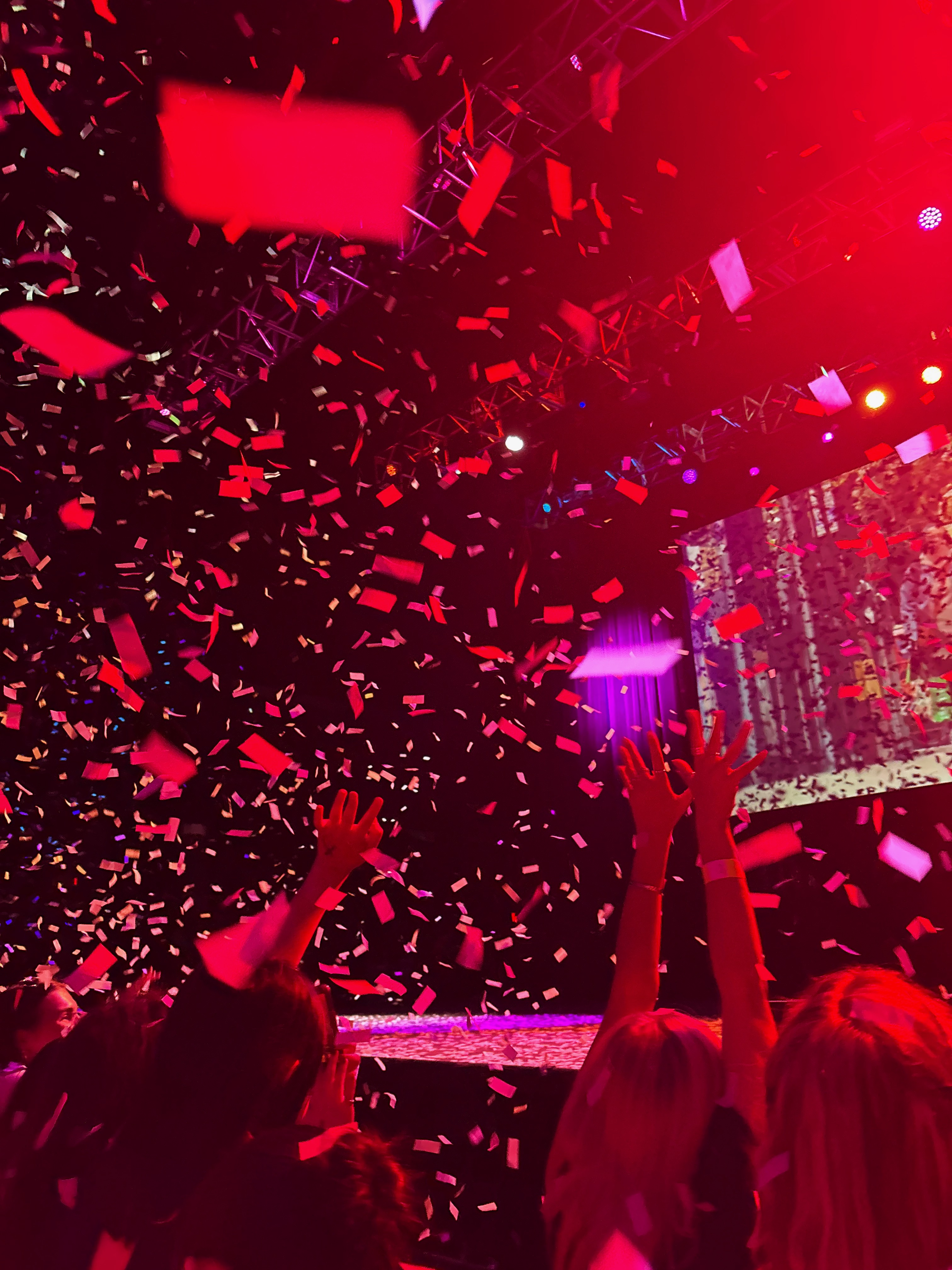 A photo of the confetti falling at the Heated Rivalrave in Boston I talk about in my article \"The Need For Sunshine\"