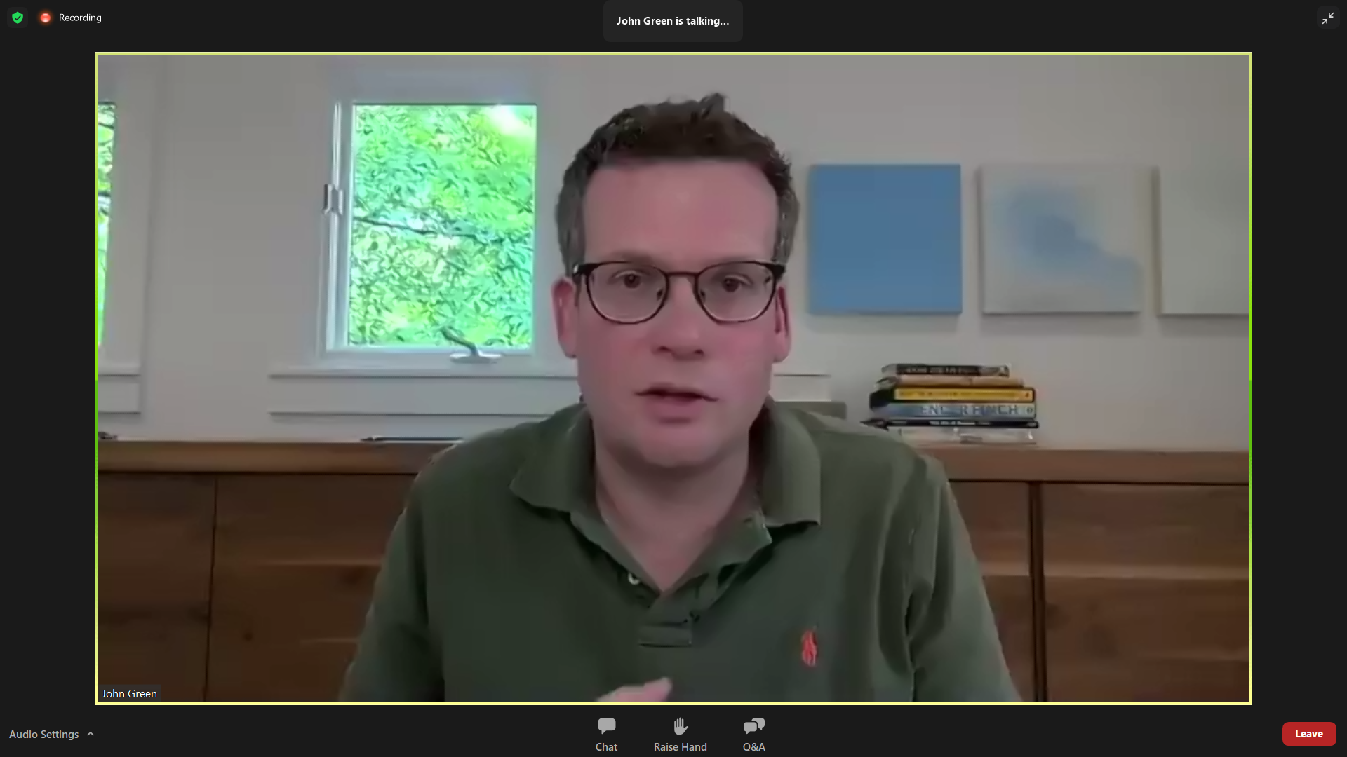 John Green via Zoom 1 by Dutton